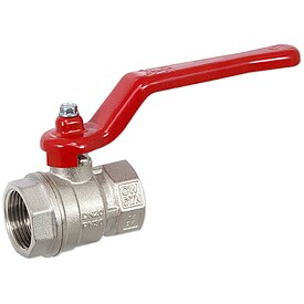 Kugelhahn 3/4'' IG x 3/4'' IG - DN 20 - Messing vernickelt - mit Hebelgriff rot