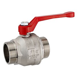 Kugelhahn 2'' AG x 2'' AG - DN 50 - Messing vernickelt - mit Hebelgriff rot