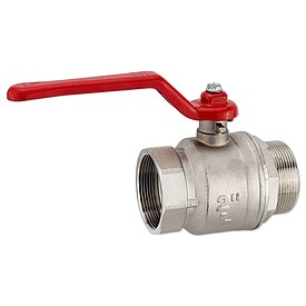 Kugelhahn 2'' IG x 2'' AG - DN 50 - Messing vernickelt - mit Hebelgriff rot