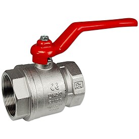 Kugelhahn 2'' IG x 2'' IG - DN 50 - Messing vernickelt - mit Hebelgriff rot