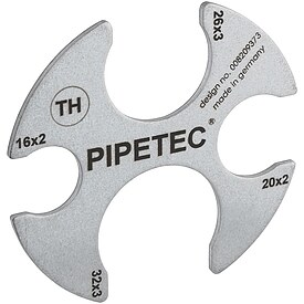 Prflehre fr Pressfittings mit TH-Profil 16, 20, 26 und 32 mm
