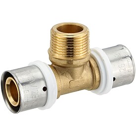 Pressfitting-T-Stck 26 x 3,0 - 3/4 Zoll Auengewinde - 26 x 3,0 mm fr MV-Rohr