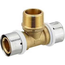 Pressfitting-T-St�ck 32 x 3,0 - 1 Zoll Au�engewinde - 32 x 3,0 mm f�r MV-Rohr