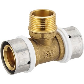 Pressfitting-T-St�ck 40 x 3,5 - 1 Zoll Au�engewinde - 40 x 3,5 mm f�r MV-Rohr