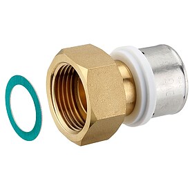 Press-Verschraubung mit berwurfmutter 1'' IG - flachdichtend - fr Alu-Verbundrohr 32 x 3,0 mm