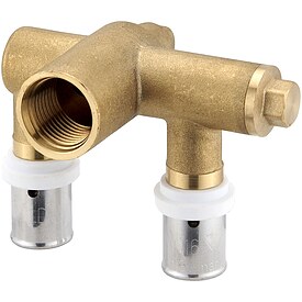 Pressfitting-Wandwinkel 64 mm - doppelt U-Form - 16 x 2 mm - 1/2 Zoll Innengewinde f�r Verbundrohr