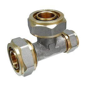 Schraubfitting-T-St�ck 20 x 2,0 - 20 x 2,0 - 16 x 2,0 mm f�r Alu-Mehrschicht-Verbundrohr