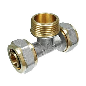 Schraubfitting-T-Stck mit Auengewinde 20 x 2,0 - 1/2'' - 20 x 2,0 mm fr Alu-Mehrschicht-Verbundrohr