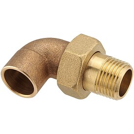 Rotguss-L�t-Winkelverschraubung 90� - 15 mm - 1/2'' AG - konisch dichtend - mit DVGW-Zulassung
