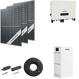 Photovoltaik-Paket 5 kWp mit AXITEC Wechselrichter 5 kW + Stromspeicher in verschiedenen Gren, 12 Modulen Glas-Folie black frame