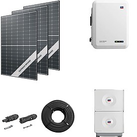 Photovoltaik-Paket 5 kWp mit SMA Wechselrichter 5 kW + Stromspeicher in verschiedenen Gren, 12 Modulen black frame