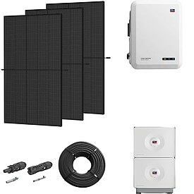 Photovoltaik-Paket 8 kWp mit SMA Wechselrichter 8 kW + Stromspeicher in verschiedenen Gr��en, 20 Modulen full black