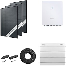 Photovoltaik-Paket 10 kWp mit Sungrow Wechselrichter 10 kW + Stromspeicher in verschiedenen Gren, 24 Modulen Glas-Glas full black