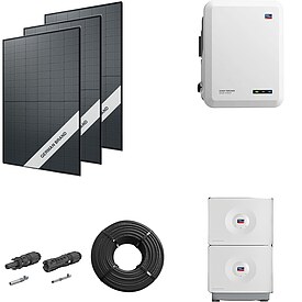 Photovoltaik-Paket 10 kWp mit SMA Wechselrichter 10 kW + Stromspeicher in verschiedenen Gren, 24 Modulen full black