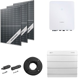Photovoltaik-Paket 10 kWp mit Sungrow Wechselrichter 10 kW + Stromspeicher in verschiedenen Gren, 24 Modulen Glas-Folie black frame