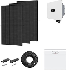 Photovoltaik-Paket 15 kWp mit Huawei Wechselrichter MB0 15 kW + Stromspeicher in verschiedenen Gr��en, 36 Modulen Glas-Glas full black