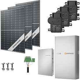 Photovoltaik-Paket 15 kWp mit Enphase Mikrowechselrichtern + Stromspeicher in verschiedenen Gr��en, 36 Modulen Glas-Folie black frame