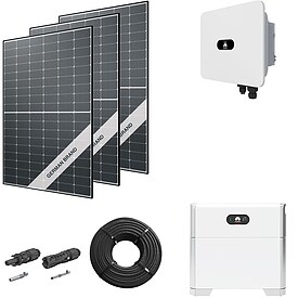 Photovoltaik-Paket 15 kWp mit Huawei Wechselrichter 15 kW + Stromspeicher in verschiedenen Gr��en, 36 Modulen Glas-Folie black frame