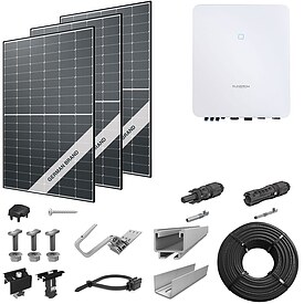 PV-Komplettanlage 8 kWp mit Sungrow Wechselrichter 8 kW, 20 Solarmodulen Glas-Folie black frame & Montagesystem Aufdach