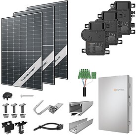 PV-Komplettanlage 10 kWp mit Enphase Mikrowechselrichtern, 24 Solarmodulen Glas-Folie black frame & Montagesystem Aufdach