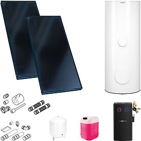 Viessmann Solaranlage mit 2 Stk. Vitosol 200-FM SV2F, Regelung und Solarspeicher Vitocell 100-W 300l / 400l