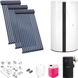 Viessmann Solaranlage mit 3 Stk. Vitosol 300-TM SP3C, Regelung und Pufferspeicher Vitocell 340-M / 360-M 950l