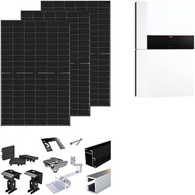 Viessmann PV-Paket XXS mit 10 Modulen Glas-Glas black frame + 5 kWh Stromspeicher Vitocharge VX3 & Montagesystem Aufdach - Z032036