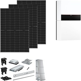 Viessmann PV-Paket XS mit 14 Modulen Glas-Glas black frame + 5 kWh Stromspeicher Vitocharge VX3 & Montagesystem Flachdach Ost-West - Z032047