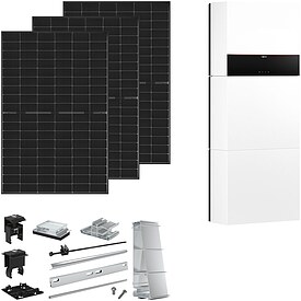 Viessmann PV-Paket M mit 22 Modulen Glas-Glas black frame + 10 kWh Stromspeicher Vitocharge VX3 & Montagesystem Flachdach S�d - Z032059
