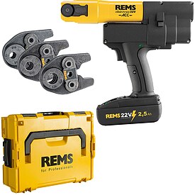 REMS Radial-Pressmaschine Mini-Press 22 V ACC + Kunststoff-Systemkoffer + Presszangen Mini G - verschiedene Ausf�hrungen