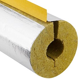 Steinwoll-Rohrschalen alukaschiert fr Rohr 35 mm - Dmmschichtdicke 34 mm - geschlitzt - selbstklebend - Lnge 1 m - 100% GEG