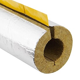 Steinwoll-Rohrschalen alukaschiert fr Rohr 42 mm - Dmmschichtdicke 22 mm - geschlitzt - selbstklebend - Lnge 1 m - 50% GEG