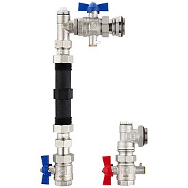 Anschluss-Set fr Wrmemengenzhler mit 1 Zoll-Gewinde - 130 mm - Winkelform