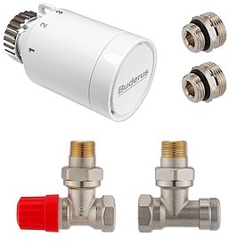 Anschluss-Set fr Vertikal- & Badheizkrper - Eckform - Thermostatventil nach vorne, rechts o. links