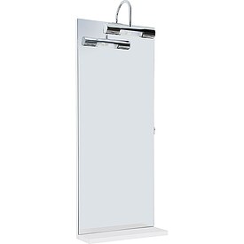 Spiegel mit Beleuchtung + Ablage, wei hochglanz, 350 x 900 mm