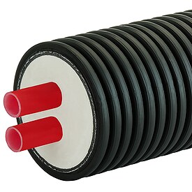 AustroPUR Doppelrohr-Fernwrmeleitung fr Heizung - Meterware - 20 x 1,9 mm - DN 16 - Auenmantel 125 mm