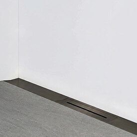 Combia Duschrinne flach, drehbarer Mittenablauf, Duschprofil Edelstahl schwarz chrom geb�rstet, Flach-Siphon, L�nge 800 mm