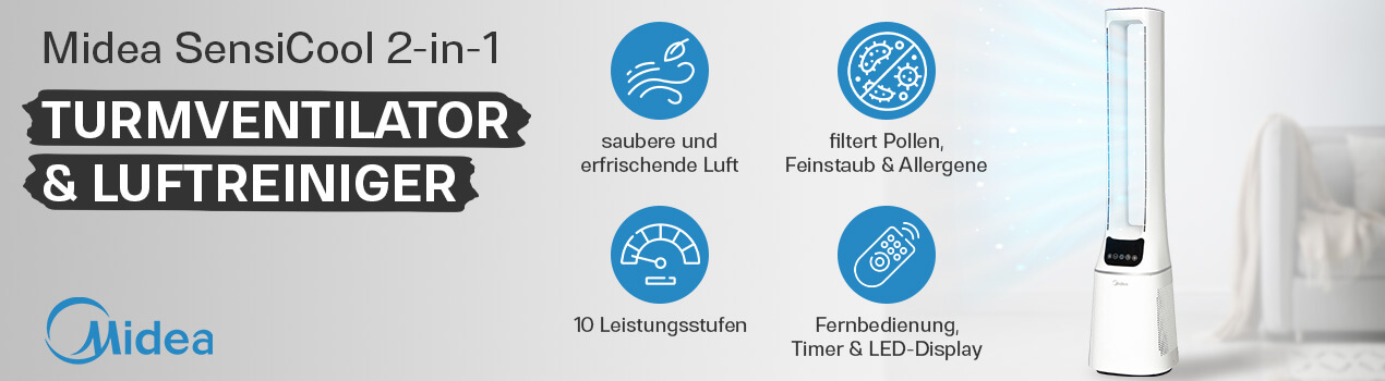 Midea SensiCool 2-in-1 Turmventilator & Luftreiniger