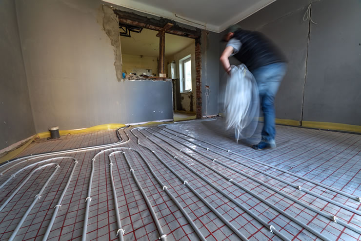 Fußbodenheizung im Altbau mit einem Tackersystem 
