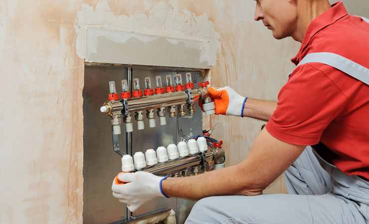 Fussbodenheizung selbst verlegen Heizkreisverteiler anbringen