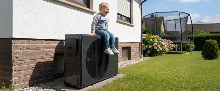 Moderne Wärmepumpe im Garten: Kosten und Vorteile beim Heizungstausch im Überblick